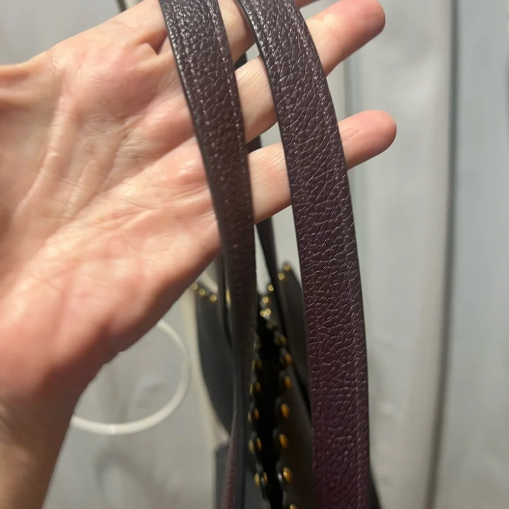 Coach Charlie Carryall Black Tote with Brown Handles and Scalloped  rivets - Picture 7 of 16